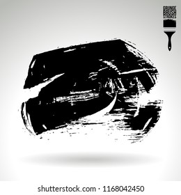 Black brush stroke and texture. Grunge vector abstract hand - painted element. Underline and border design.