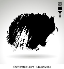Black brush stroke and texture. Grunge vector abstract hand - painted element. Underline and border design.