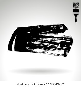 Black brush stroke and texture. Grunge vector abstract hand - painted element. Underline and border design.