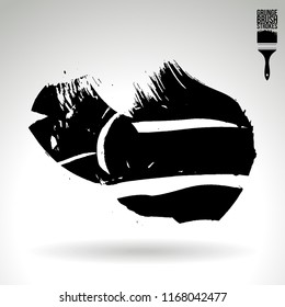 Black brush stroke and texture. Grunge vector abstract hand - painted element. Underline and border design.