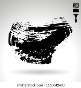 Black brush stroke and texture. Grunge vector abstract hand - painted element. Underline and border design.