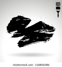 Black brush stroke and texture. Grunge vector abstract hand - painted element. Underline and border design.