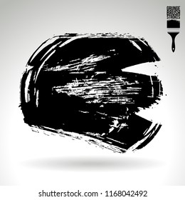Black brush stroke and texture. Grunge vector abstract hand - painted element. Underline and border design.