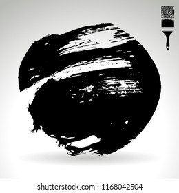 Black brush stroke and texture. Grunge vector abstract hand - painted element. Underline and border design.