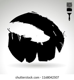 Black brush stroke and texture. Grunge vector abstract hand - painted element. Underline and border design.