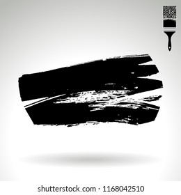 Black brush stroke and texture. Grunge vector abstract hand - painted element. Underline and border design.