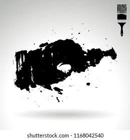 Black brush stroke and texture. Grunge vector abstract hand - painted element. Underline and border design.