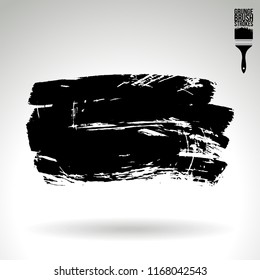 Black brush stroke and texture. Grunge vector abstract hand - painted element. Underline and border design.