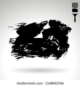 Black brush stroke and texture. Grunge vector abstract hand - painted element. Underline and border design.