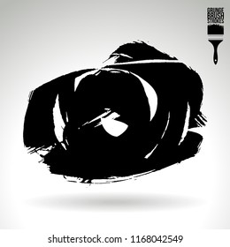 Black brush stroke and texture. Grunge vector abstract hand - painted element. Underline and border design.