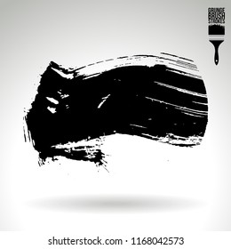 Black brush stroke and texture. Grunge vector abstract hand - painted element. Underline and border design.