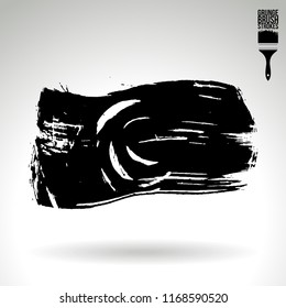Black brush stroke and texture. Grunge vector abstract hand - painted element. Underline and border design.