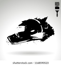 Black brush stroke and texture. Grunge vector abstract hand - painted element. Underline and border design.