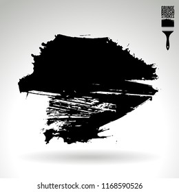 Black brush stroke and texture. Grunge vector abstract hand - painted element. Underline and border design.