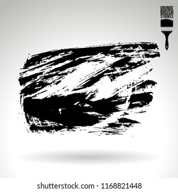 Black brush stroke and texture. Grunge vector abstract hand - painted element. Underline and border design.