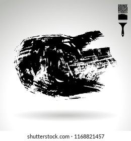 Black brush stroke and texture. Grunge vector abstract hand - painted element. Underline and border design.