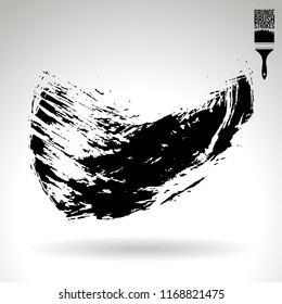 Black brush stroke and texture. Grunge vector abstract hand - painted element. Underline and border design.