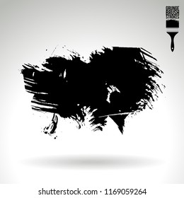 Black brush stroke and texture. Grunge vector abstract hand - painted element. Underline and border design.