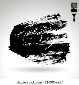 Black brush stroke and texture. Grunge vector abstract hand - painted element. Underline and border design.