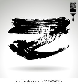 Black brush stroke and texture. Grunge vector abstract hand - painted element. Underline and border design.