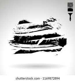 Black brush stroke and texture. Grunge vector abstract hand - painted element. Underline and border design.