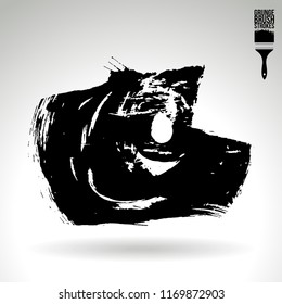 Black brush stroke and texture. Grunge vector abstract hand - painted element. Underline and border design.