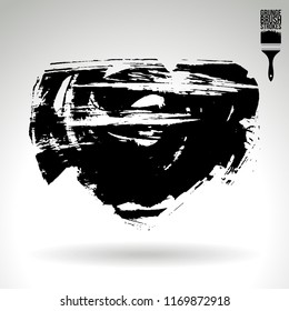 Black brush stroke and texture. Grunge vector abstract hand - painted element. Underline and border design.