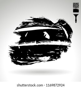 Black brush stroke and texture. Grunge vector abstract hand - painted element. Underline and border design.