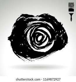Black brush stroke and texture. Grunge vector abstract hand - painted element. Underline and border design.