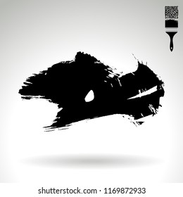 Black brush stroke and texture. Grunge vector abstract hand - painted element. Underline and border design.