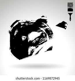 Black brush stroke and texture. Grunge vector abstract hand - painted element. Underline and border design.
