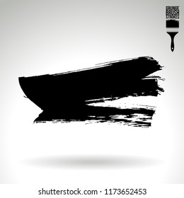 Black brush stroke and texture. Grunge vector abstract hand - painted element. Underline and border design.