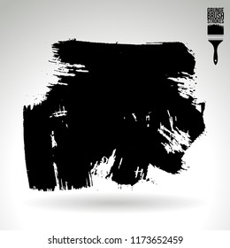 Black brush stroke and texture. Grunge vector abstract hand - painted element. Underline and border design.