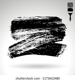 Black brush stroke and texture. Grunge vector abstract hand - painted element. Underline and border design.