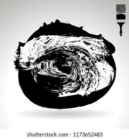 Black brush stroke and texture. Grunge vector abstract hand - painted element. Underline and border design.