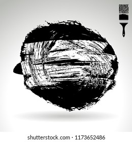 Black brush stroke and texture. Grunge vector abstract hand - painted element. Underline and border design.