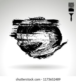 Black brush stroke and texture. Grunge vector abstract hand - painted element. Underline and border design.