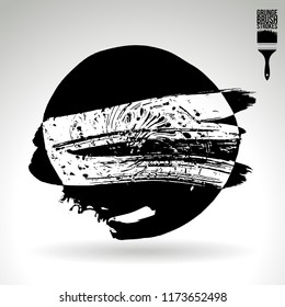 Black brush stroke and texture. Grunge vector abstract hand - painted element. Underline and border design.
