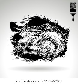 Black brush stroke and texture. Grunge vector abstract hand - painted element. Underline and border design.