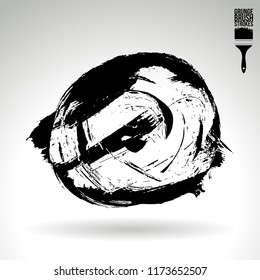 Black brush stroke and texture. Grunge vector abstract hand - painted element. Underline and border design.
