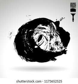 Black brush stroke and texture. Grunge vector abstract hand - painted element. Underline and border design.