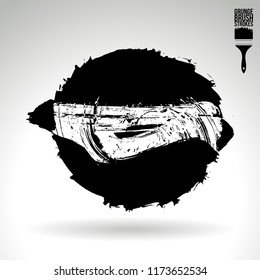 Black brush stroke and texture. Grunge vector abstract hand - painted element. Underline and border design.