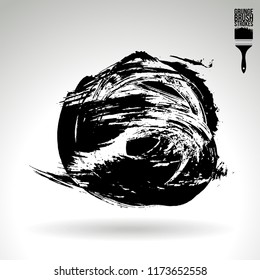 Black brush stroke and texture. Grunge vector abstract hand - painted element. Underline and border design.