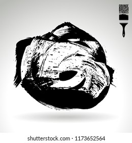 Black brush stroke and texture. Grunge vector abstract hand - painted element. Underline and border design.