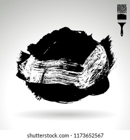 Black brush stroke and texture. Grunge vector abstract hand - painted element. Underline and border design.