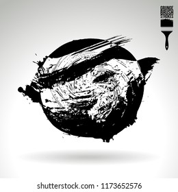 Black brush stroke and texture. Grunge vector abstract hand - painted element. Underline and border design.