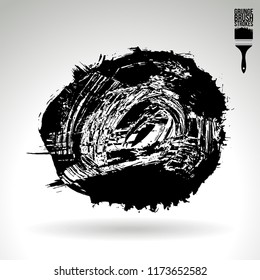 Black brush stroke and texture. Grunge vector abstract hand - painted element. Underline and border design.