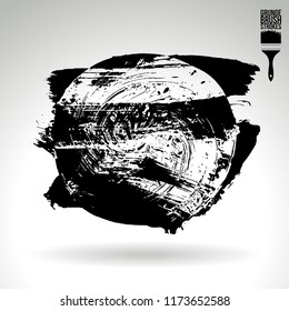 Black brush stroke and texture. Grunge vector abstract hand - painted element. Underline and border design.