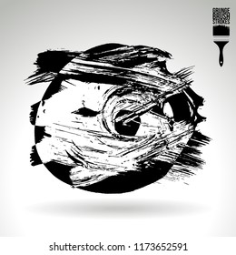 Black brush stroke and texture. Grunge vector abstract hand - painted element. Underline and border design.
