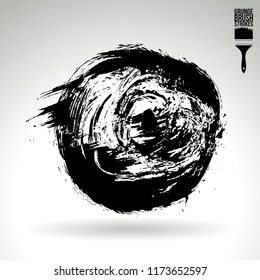 Black brush stroke and texture. Grunge vector abstract hand - painted element. Underline and border design.